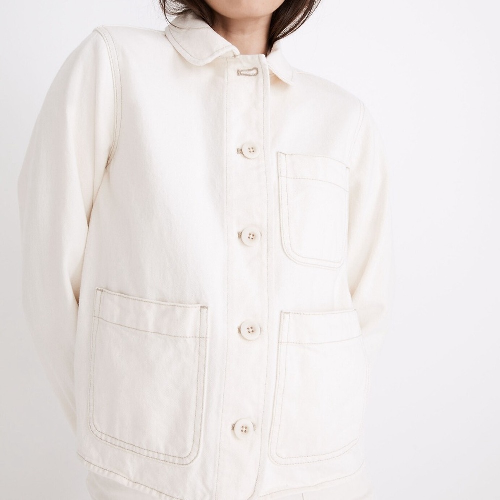 MADEWELL: Mahoney Crop Chore Jacket in Vintage Canvas Wash